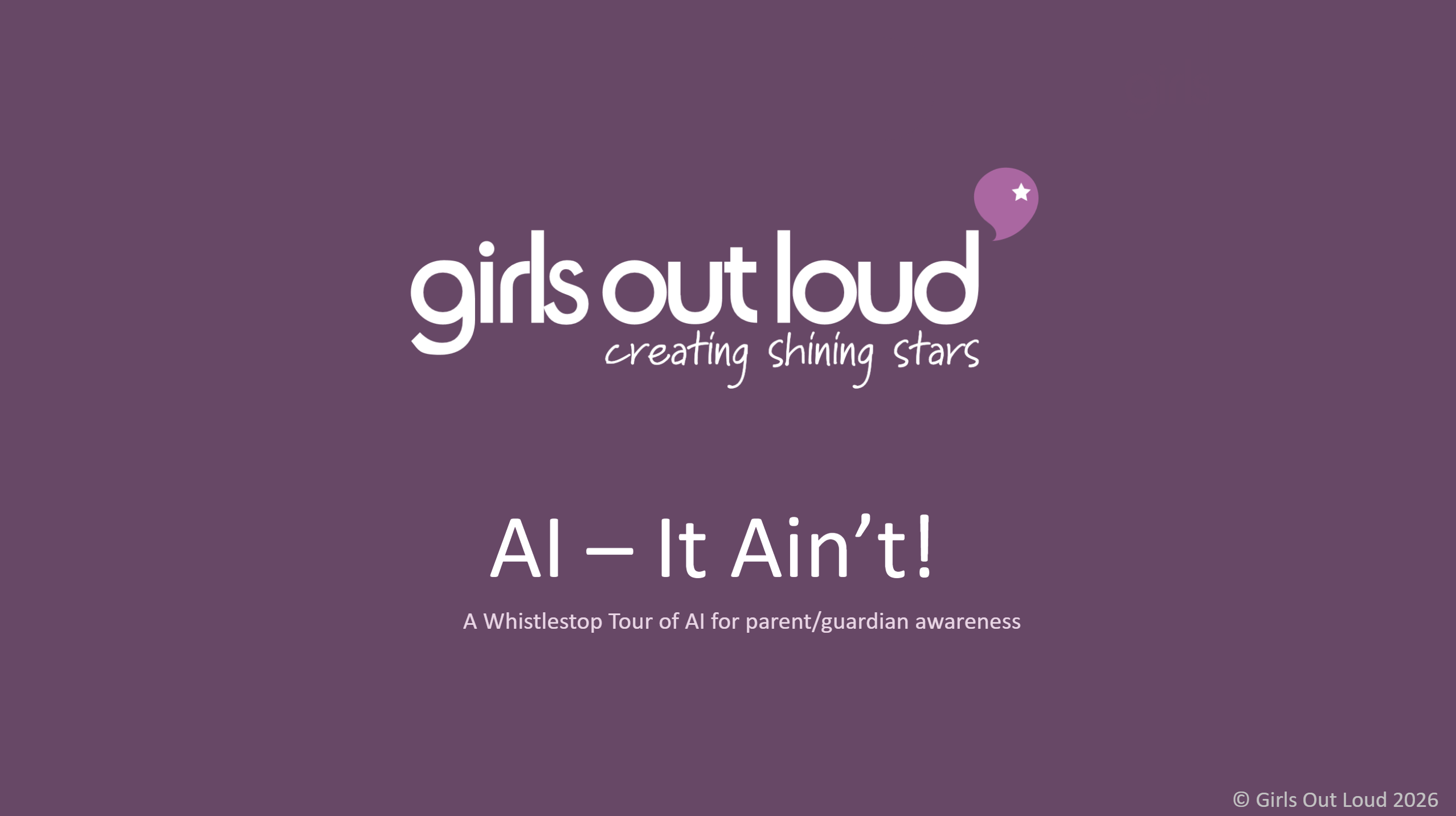 AI it Ain't - Workshop for Parents